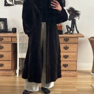 Luxurious Dark Brown Full-Length Fur Coat